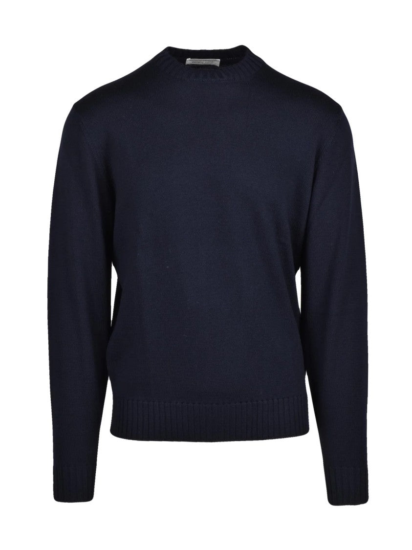 Filippo De Laurentiis Virgin Wool Crew Neck Pullover With Ribbed Detailing