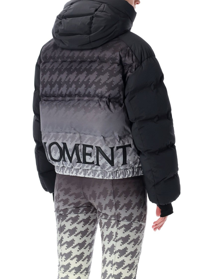 Perfect Moment Black Houndstooth Moment Technical Puffer