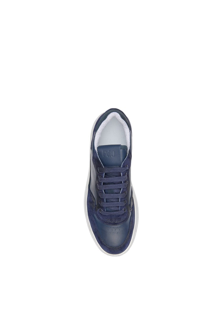 Pantofola D'oro Blue Leather Suede Flexible Rubber Sneakers