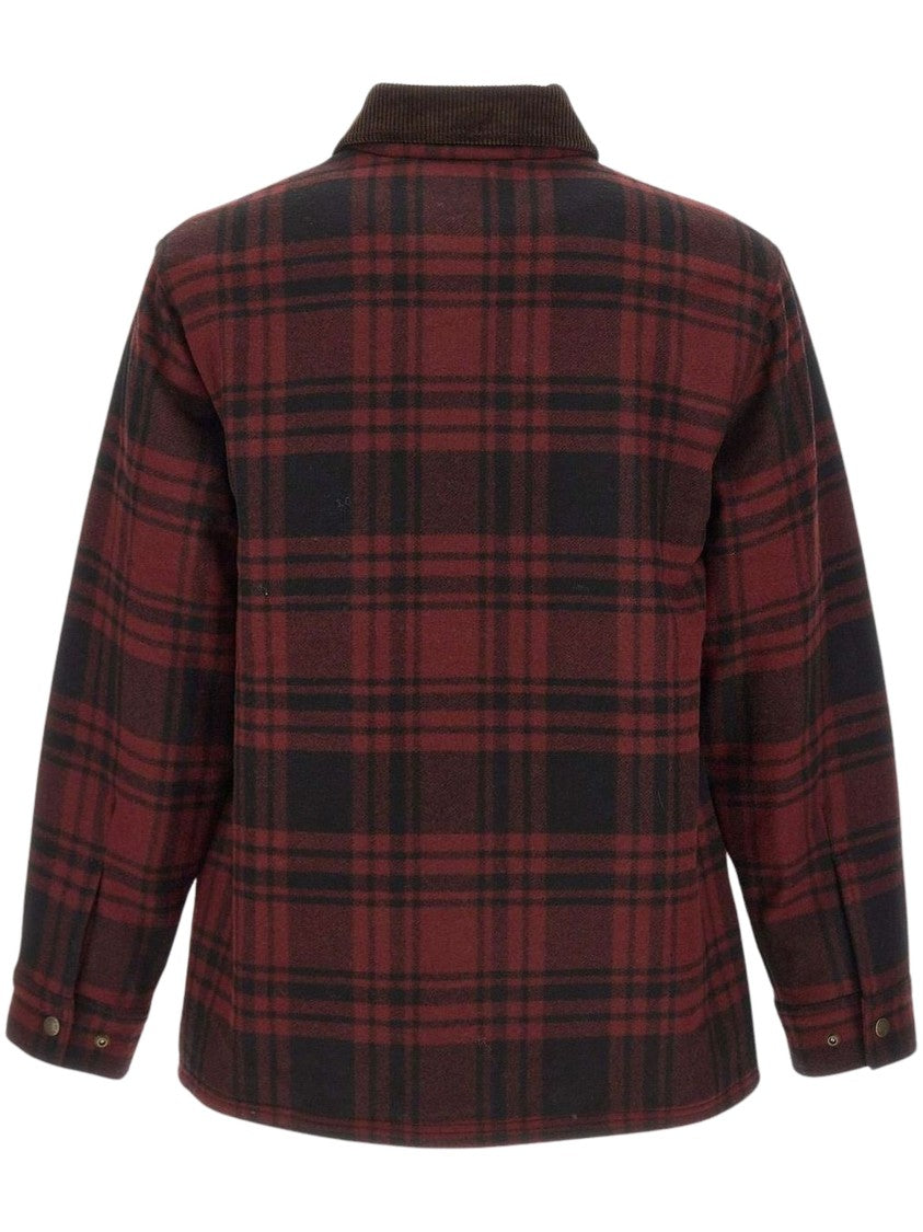Filson Insulated Checked Jacket With Corduroy Collar And Flap Pockets
