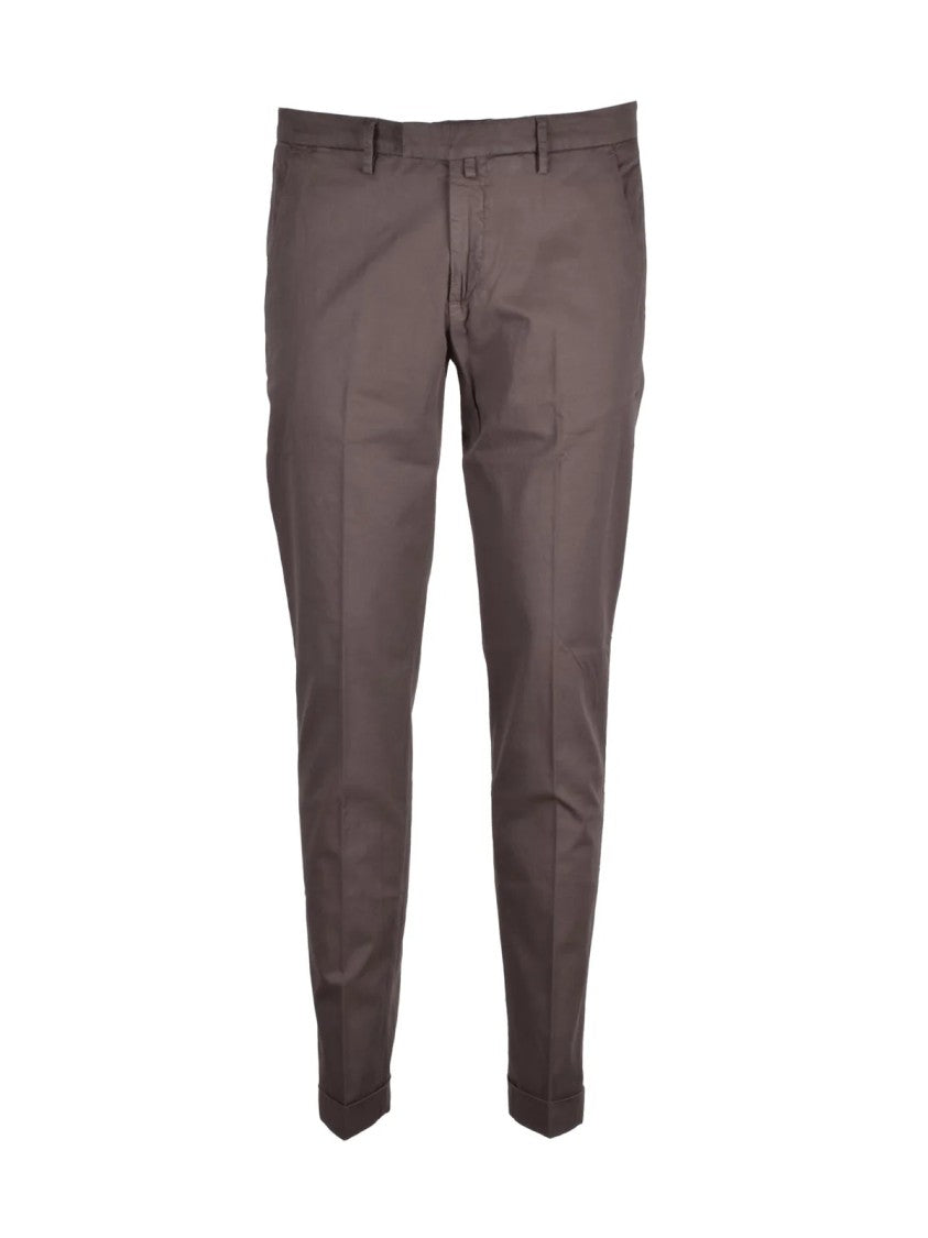 Briglia 1949 Slim Fit Cotton Linen Stretch Trousers With Tapered Leg Design