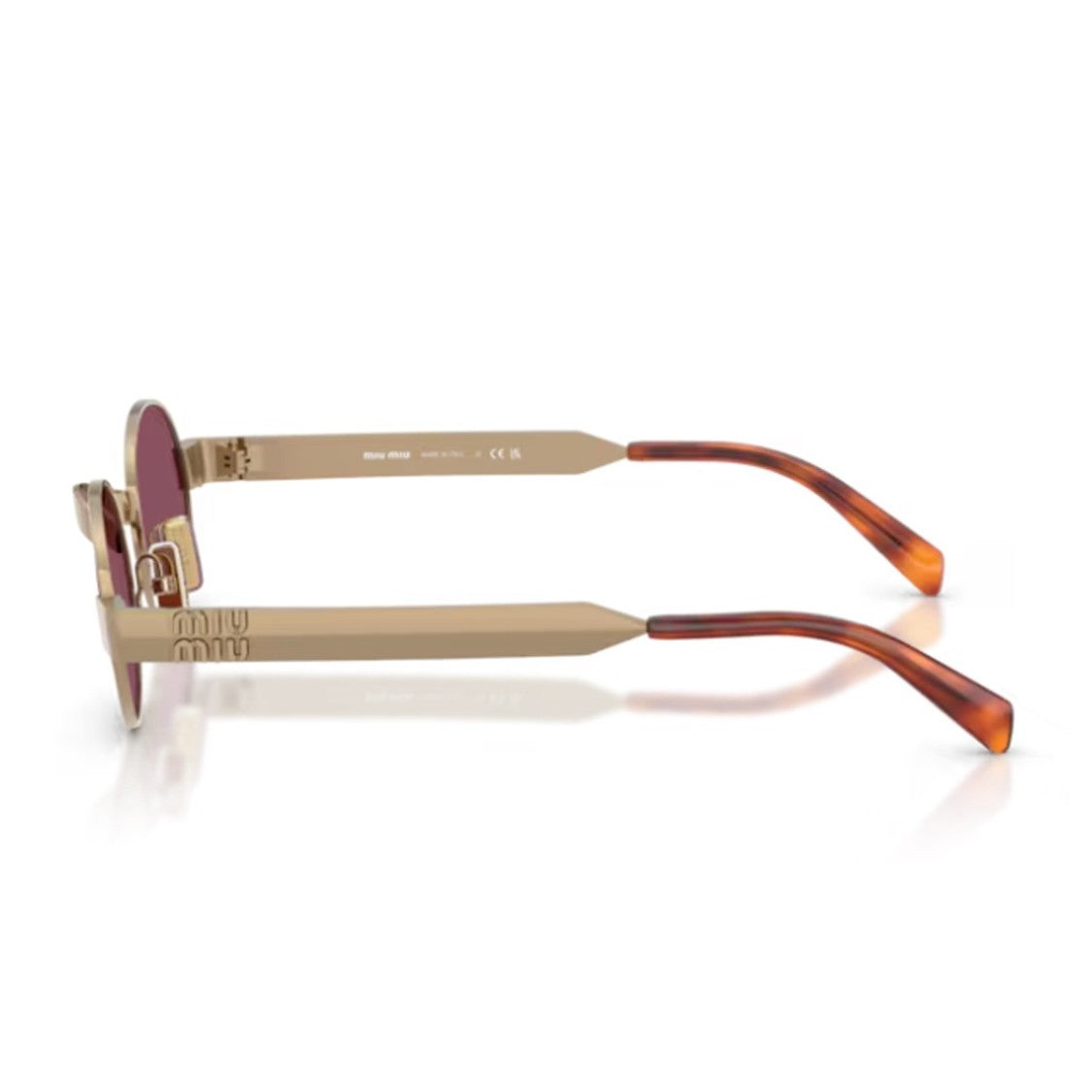 Miu Miu Gold Metal Rétro Oval Sunglasses