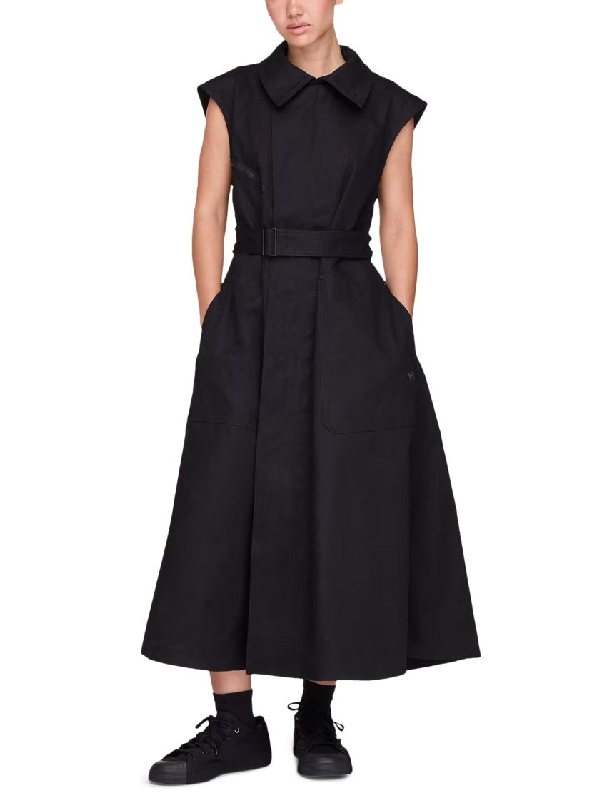 Y-3 Sleeveless Midi Dress With Structured Silhouette