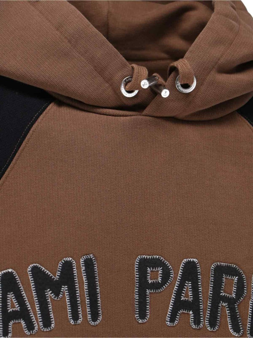 Ami Two-Tone Hoodie With Stitched Branding And Embroidered Detail