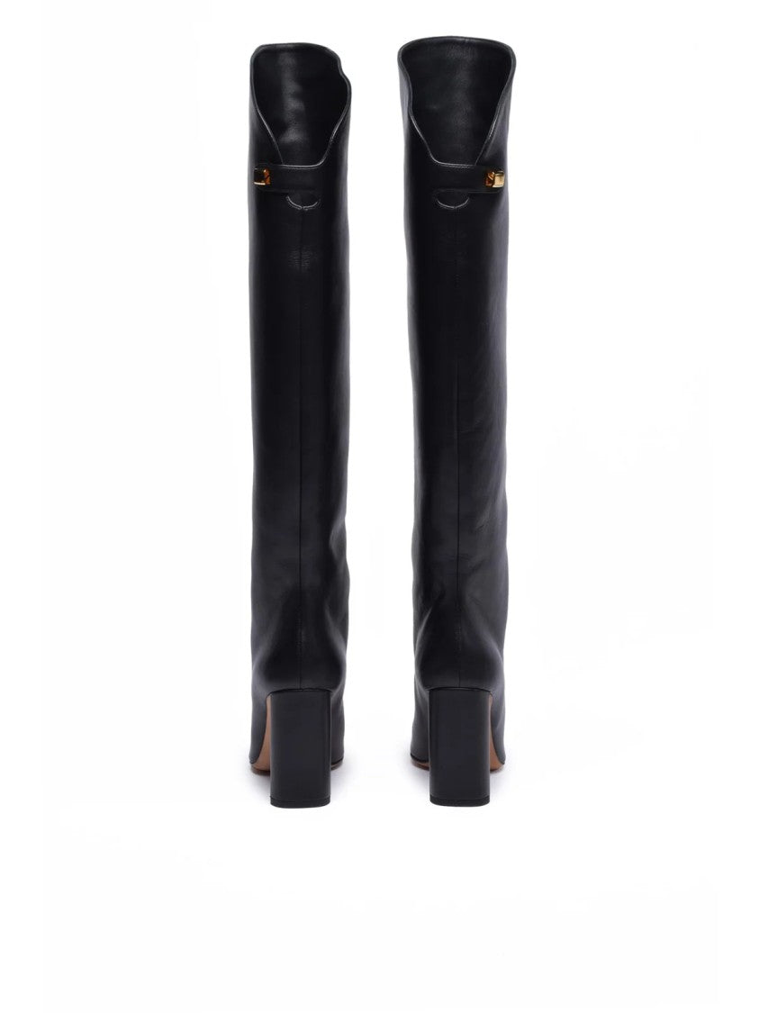 Skorpios Black Leather Rubber Women's High Boot