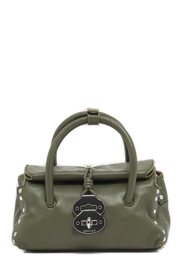 Zanellato Srl Structured Olive Green Bovine Leather Shoulder Bag
