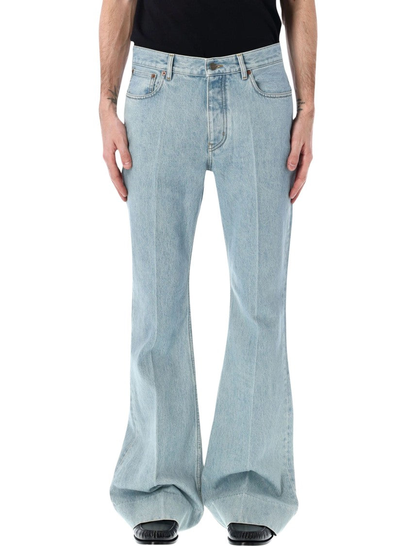 Valentino Garavani Light-Wash Flared Jeans With Iconic Branding Details