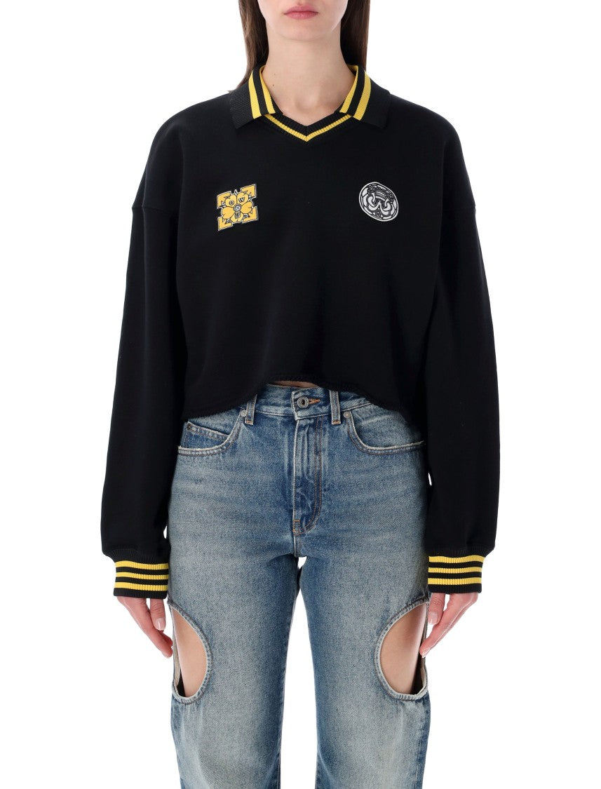 Off-White Cropped Polo Fleece Logo Top