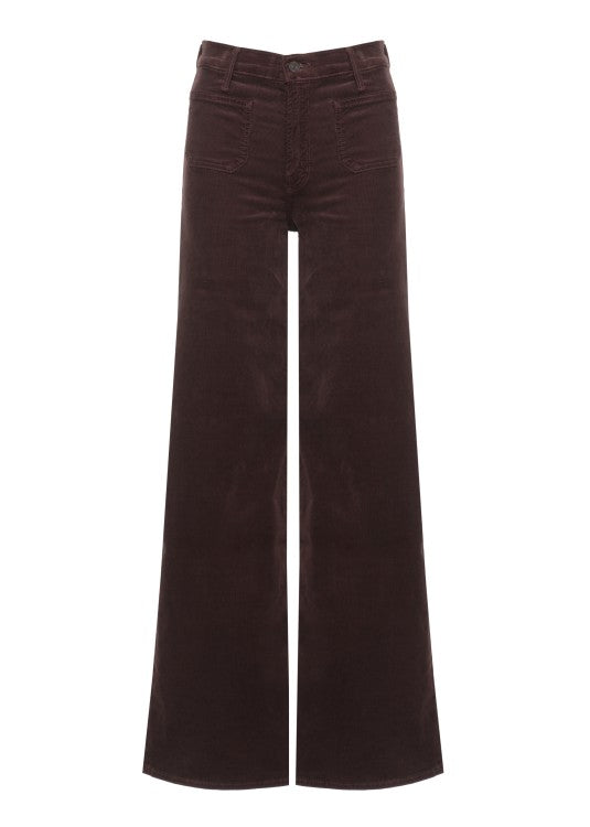 Mother High-Waisted Wide-Leg Corduroy Pants With Patch Pocket Design