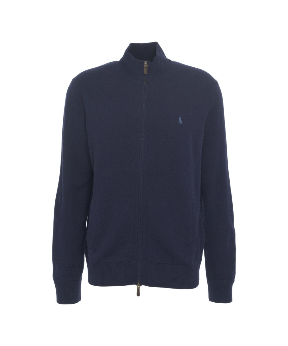 Polo Ralph Lauren High Collar Zip-Up Wool Sweatshirt