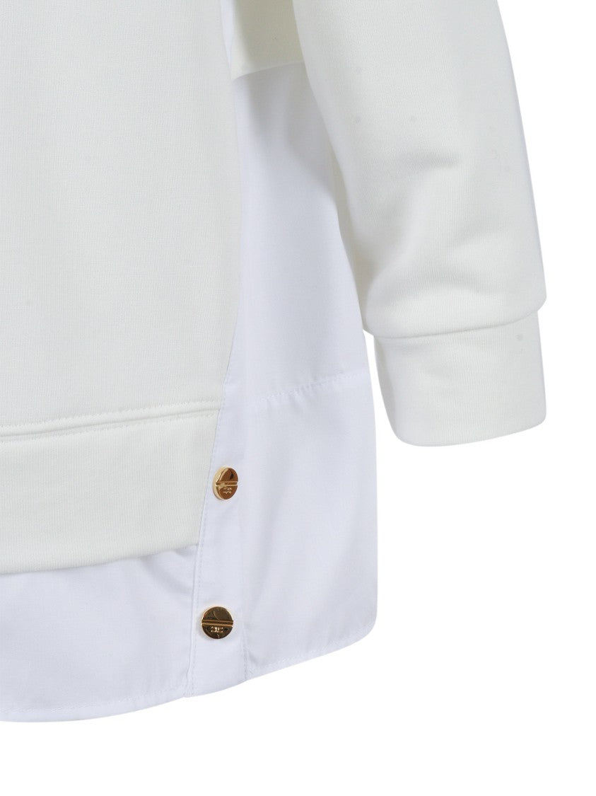 Elisabetta Franchi Layered White Sweatshirt With Front Pocket