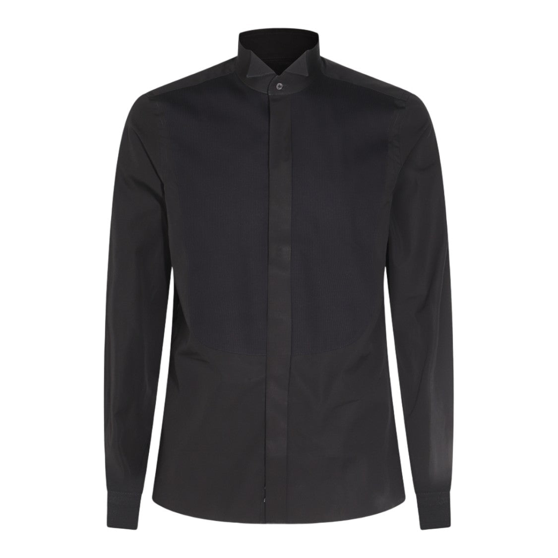 Canali Long-Sleeved Shirt With Mandarin Collar And Concealed Placket