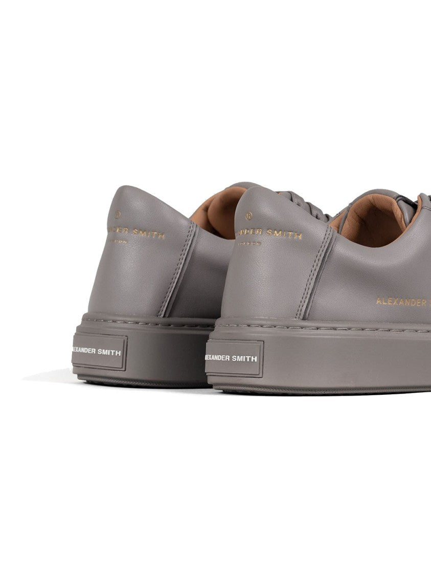 Alexander Smith Grey Cow Leather Casual Trainers With Design