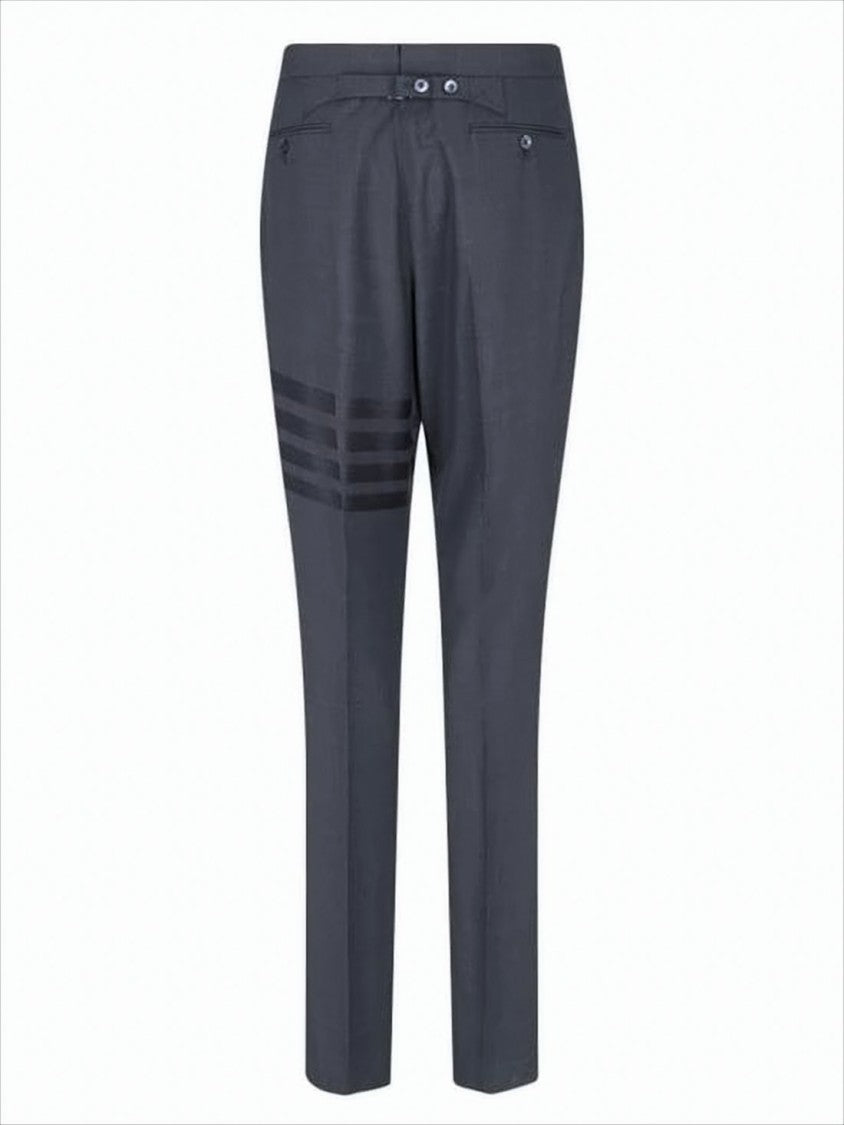 Thom Browne Tailored Grey Wool Suit Pants With Signature Stripe