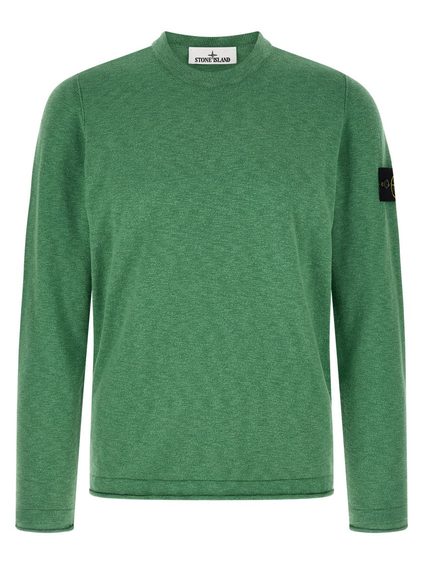 Stone Island Crew Neck Green Knit Sweater