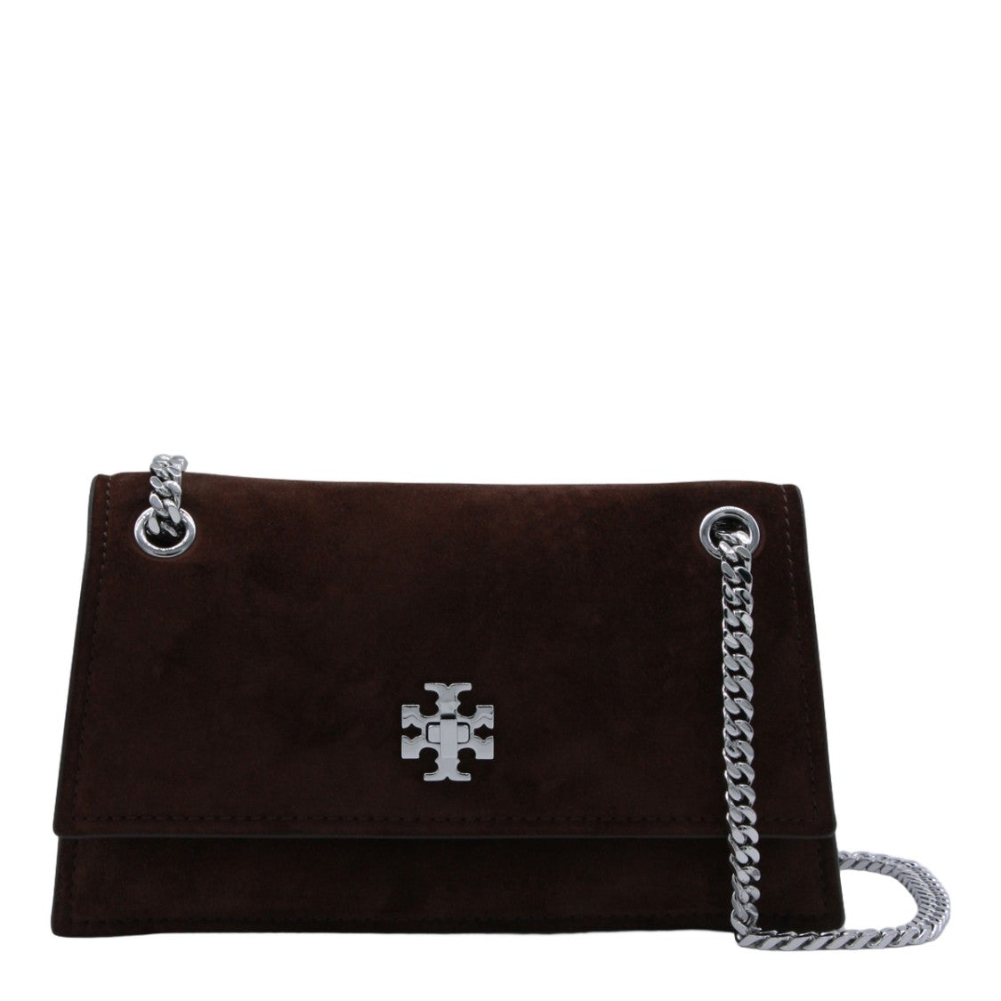 Tory Burch Rectangular Suede Bag With Metallic Logo Emblem