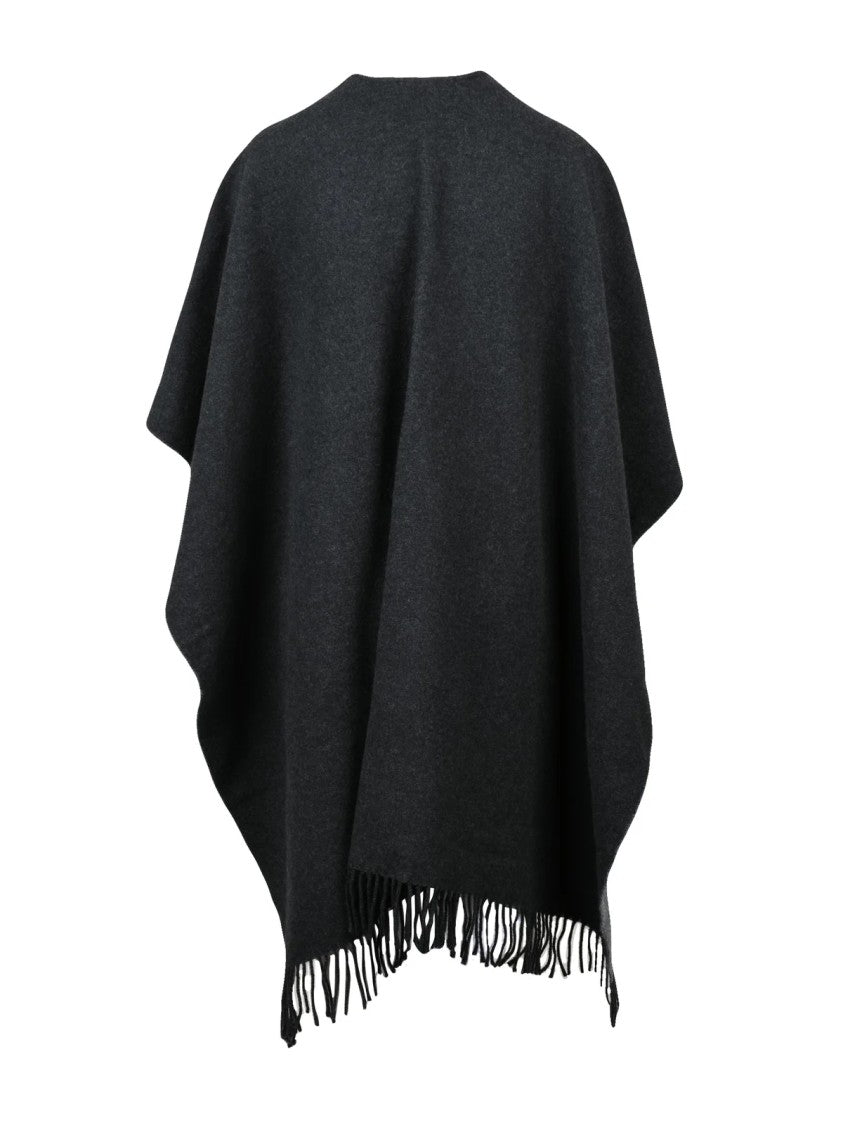 Fabiana Filippi Flowing Wool And Cashmere Blend Cape With Fringed Edges