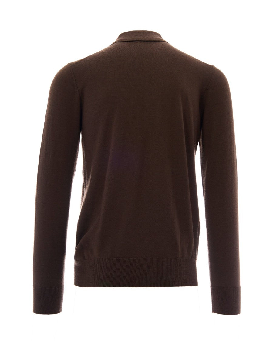 Paolo Pecora Long-Sleeve Virgin Wool Polo With Ribbed Details