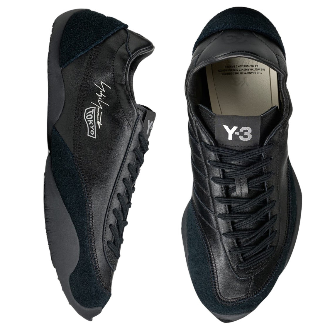 Y-3 Black Tokyo Wrapped Leather Sneakers