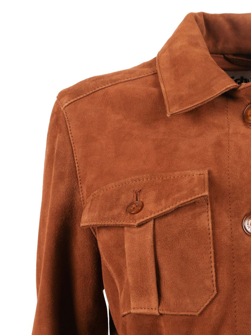 Schott Nyc Brown Suede Leather Tailored Jacket