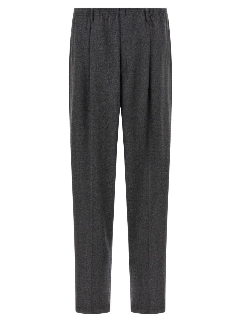 Cellar Door Mélange Wool Pants With Trompe L'oeil Flap