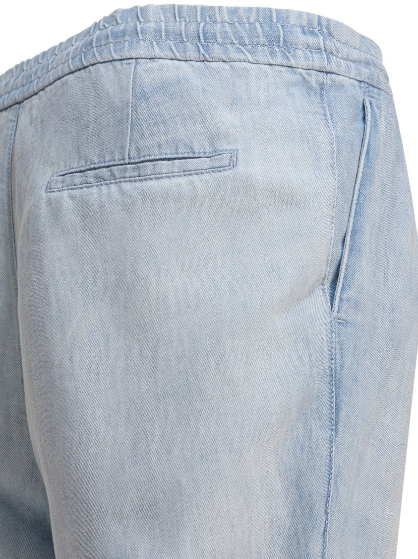 Brunello Cucinelli Light Blue Relaxed-Fit Trousers