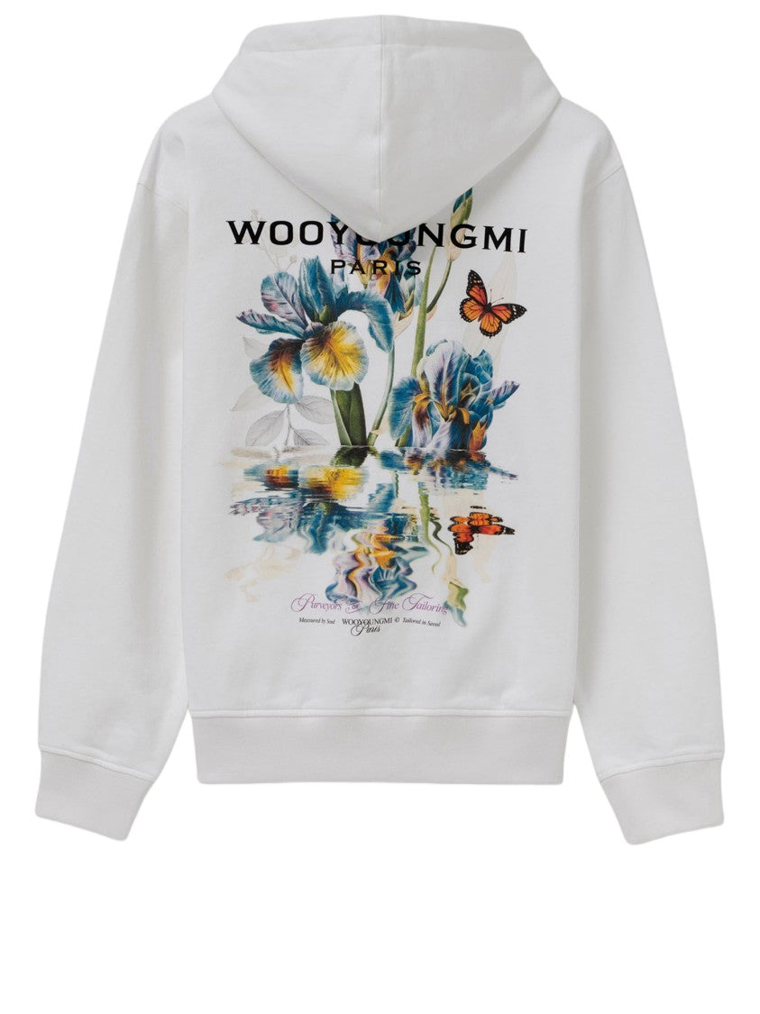 Wooyoungmi Cotton Hoodie With Drawstring Hood And Floral Graphic