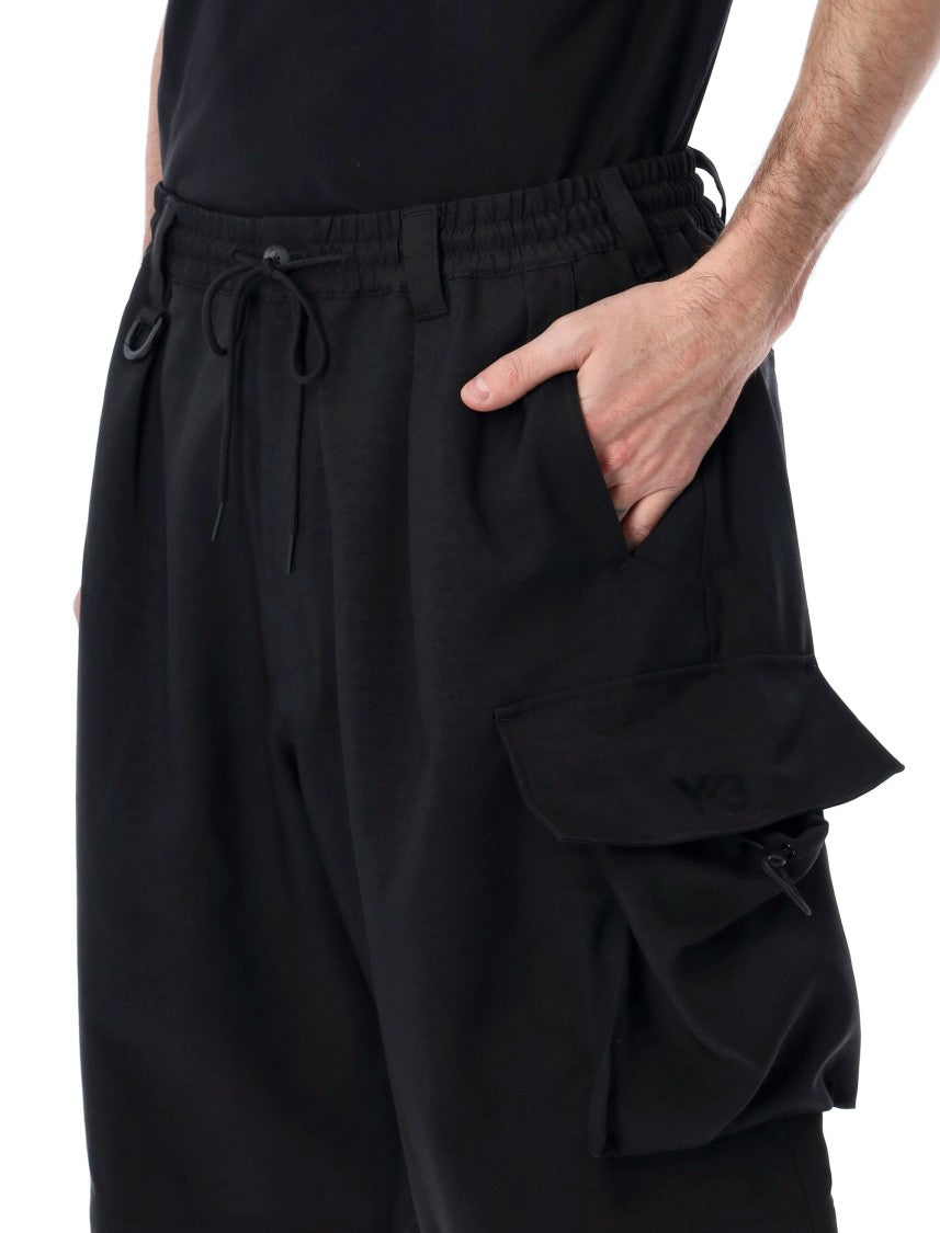 Y-3 Sport Uniform Cargo Shorts With Elasticated Waistband And Flap Pockets