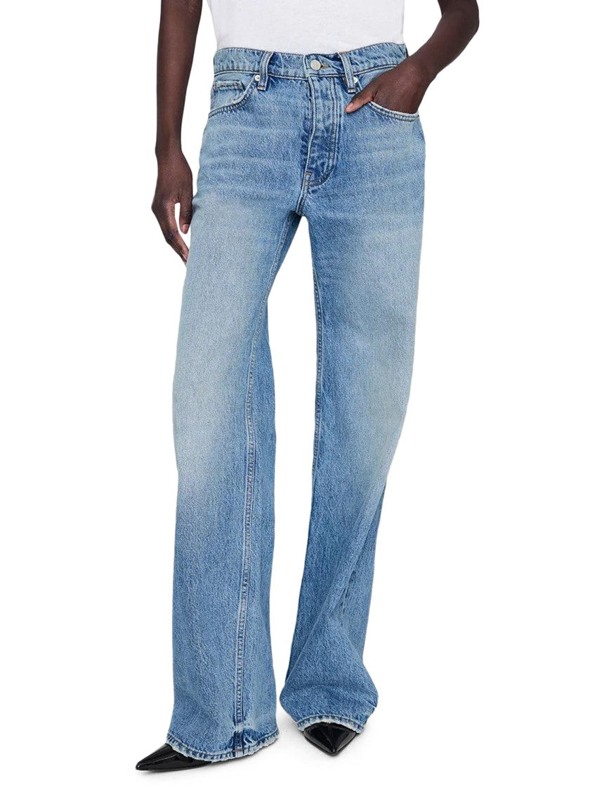 Anine Bing High-Waisted Wide-Leg Trousers With Classic Denim Finish
