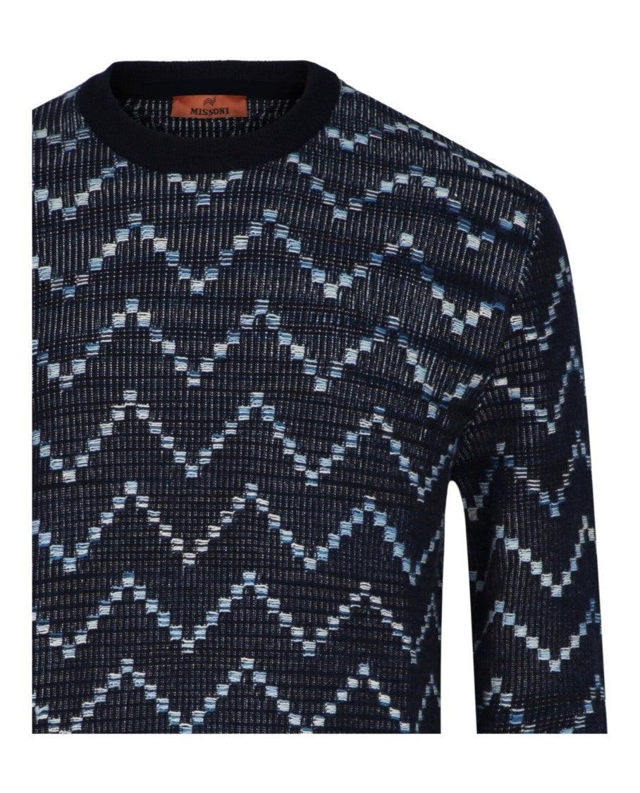 M Missoni Zig-Zag Crewneck Pullover Sweater
