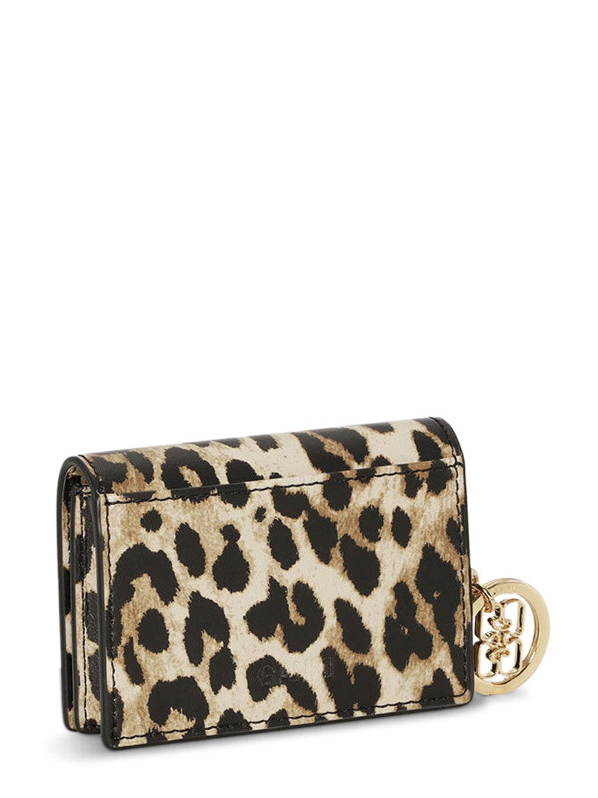 Ganni Leopard Print Flap Card Holder