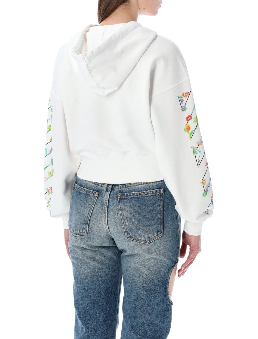 Off-White Flower Crop Floral Logo Hoodie