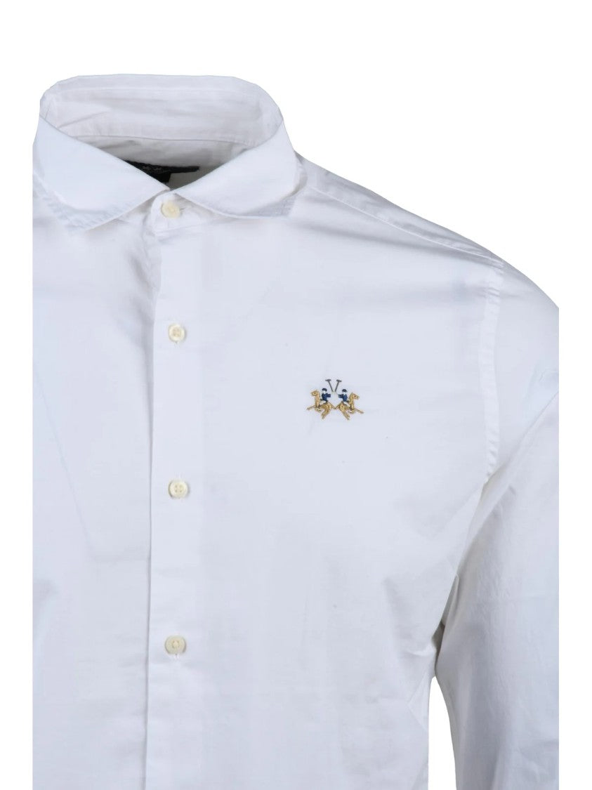 La Martina White Button-Down Stretch Shirt