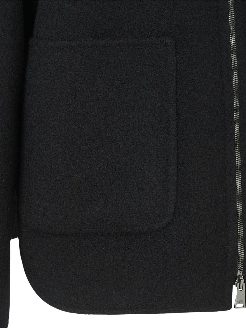 Fendi Blouson Ff Cropped Minimalist Black Jacket