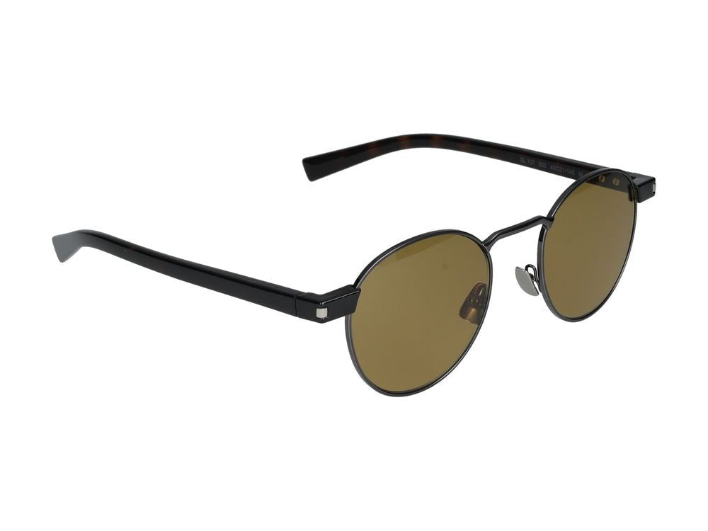 Saint Laurent Ruthenium Round Metal Sunglasses