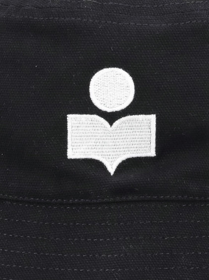 Isabel Marant Classic Black Cotton Bucket Hat With Embroidered Logo