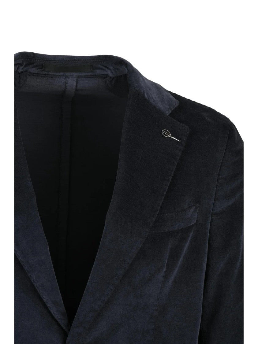 Paoloni Cotton Modal Velvet Jacket With Textured Finish And Button Closure