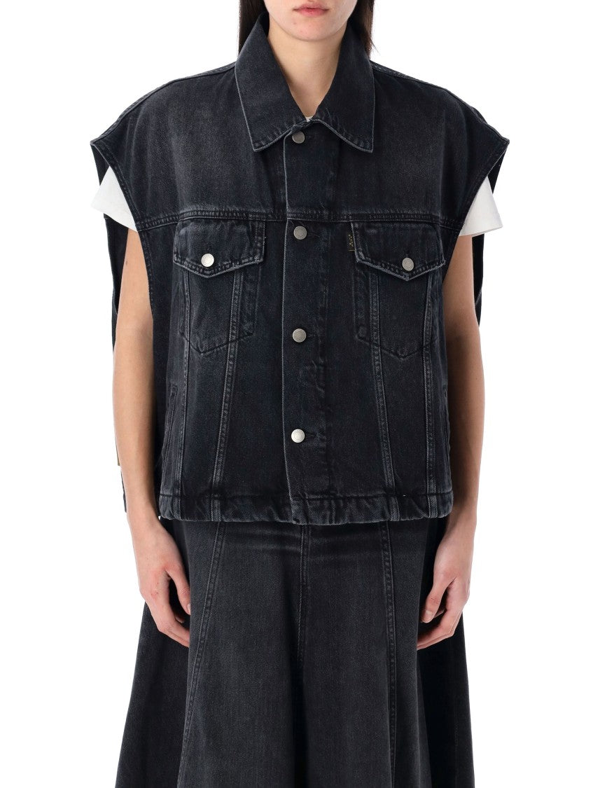 Haikure Gail Vintage-Inspired Relaxed Fit Black Denim Vest
