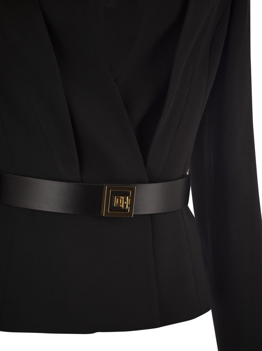 Elisabetta Franchi Crepe Jacket With Satin Lapels