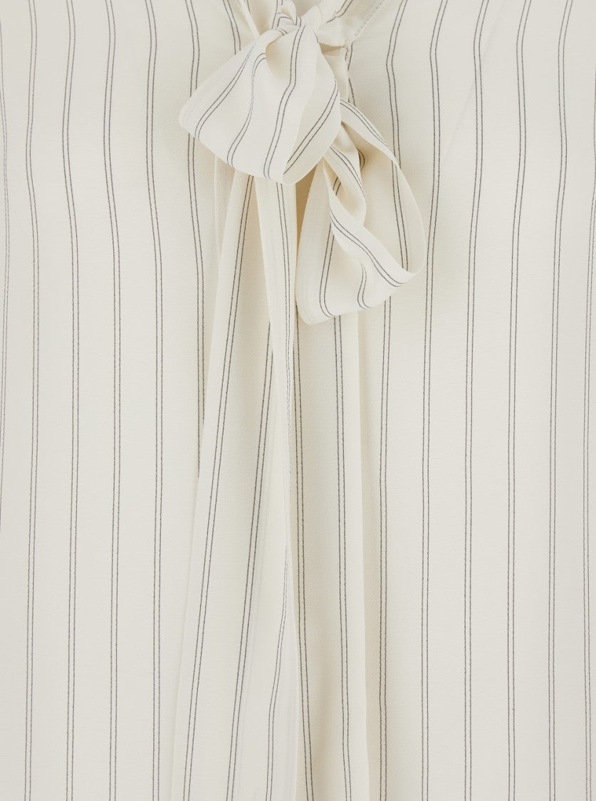 Semi Couture Striped Crepe De Chine Shirt