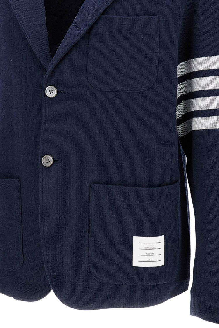 Thom Browne Structured Blue Jacket With Zipper Closure