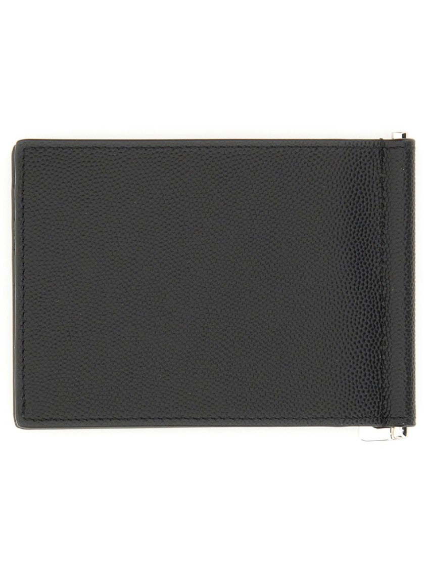 Saint Laurent Black Calfskin Money Clip Wallet