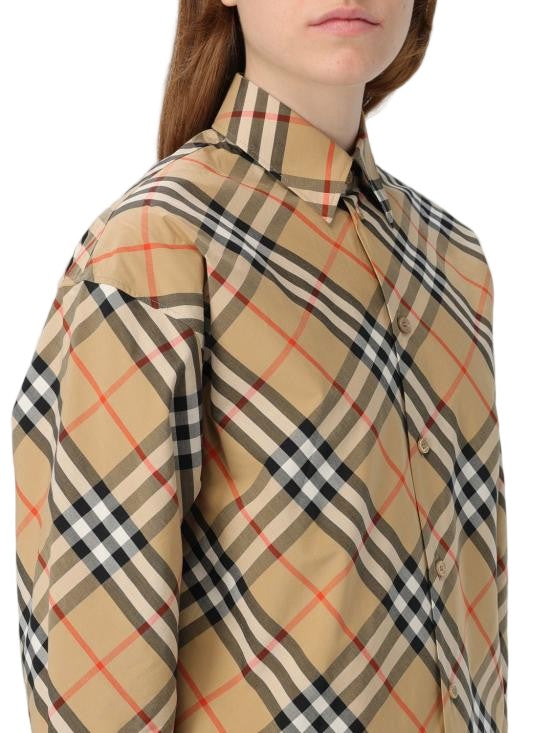 Burberry Distinctive Large Check Pattern Button-Up Shirt
