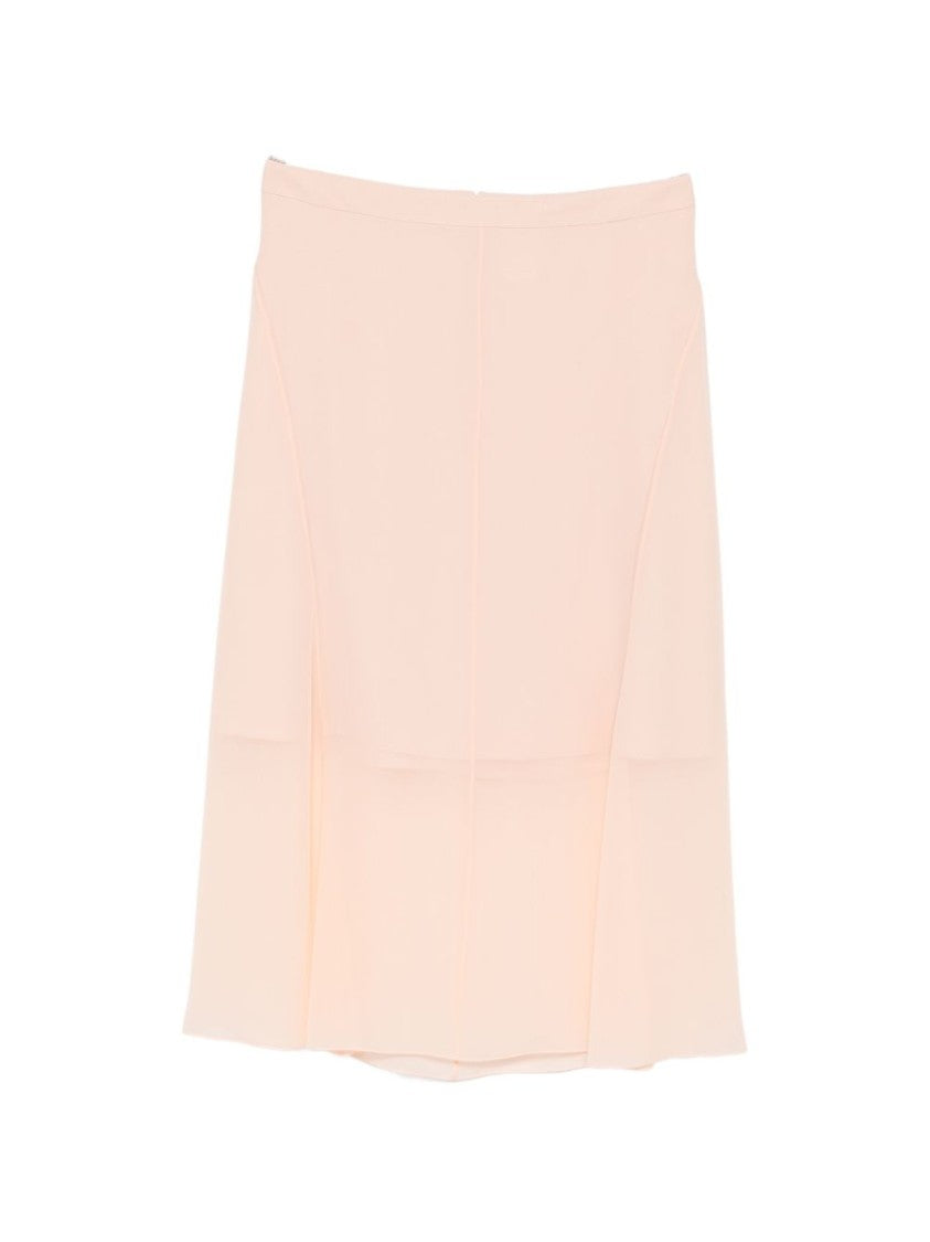 Mugler Pink Sheer Panelling Flared Midi Skirt