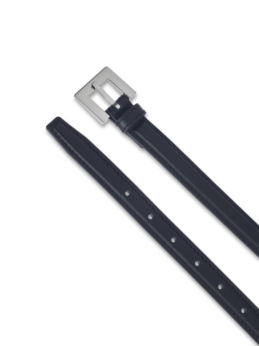 Anine Bing Narrow Black Cow Hair Leather Belt