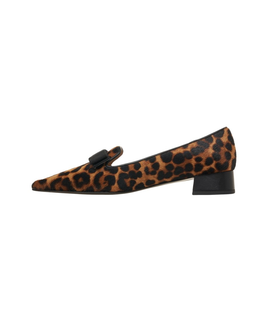 Gender Animal Print Calf Hair Pumps With Bow Detail