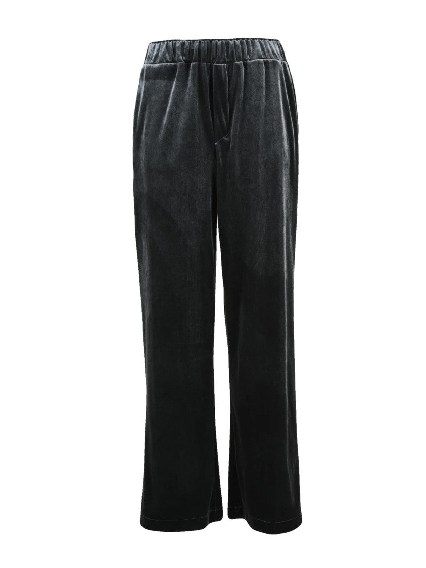 Black 961 Blue Velour Polyamide-Blend Wide-Leg Track Pants