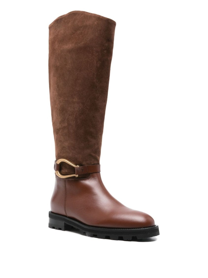 Roberto Festa Brown Silk And Nylon Pull Boots