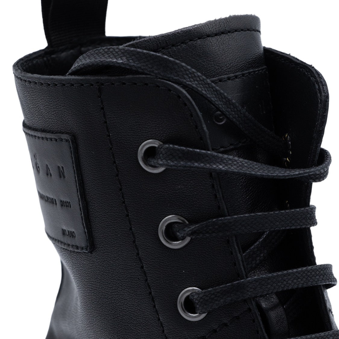 Hogan Chunky Black Lace-Up Boots With Ridged Sole