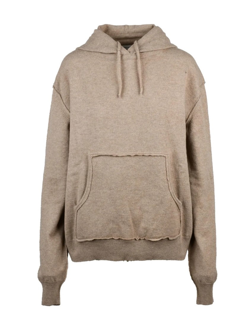 Maison Margiela Relaxed Fit Knit Sweatshirt With Hood And Textured Fabric